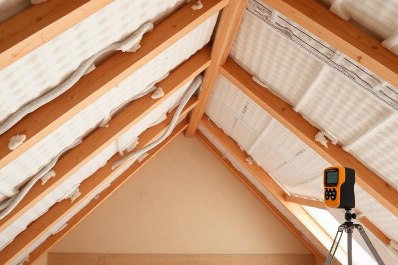 Spray foam condition documented during loft inspection in Blackpool